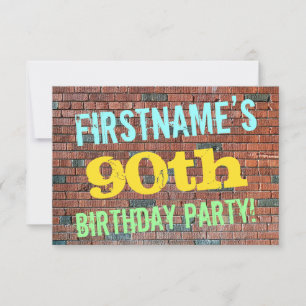 Brick Wall Graffiti Inspiriert 90. Geburtstag + Na Einladung