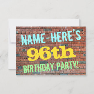 Brick Wall Graffiti Inspiriert 96. Geburtstag + Na Einladung