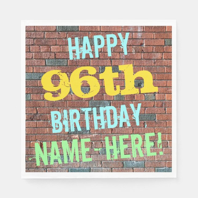 Brick Wall Graffiti Inspiriert 96. Geburtstag + Na Serviette (Vorderseite)