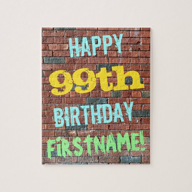 Brick Wall Graffiti Inspiriert 99. Geburtstag + Na (Vertikal)