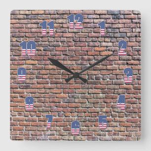 Brick Wall Quadratische Wanduhr