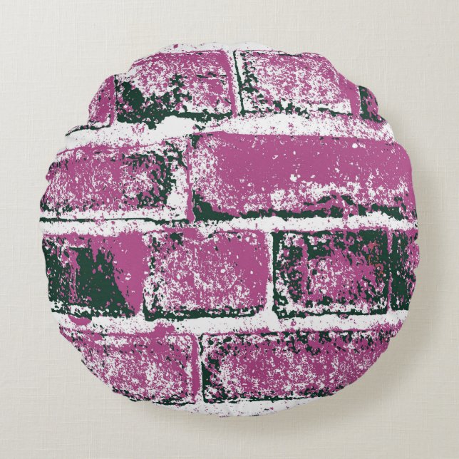 BRICK WALL RUNDES KISSEN (Vorderseite)