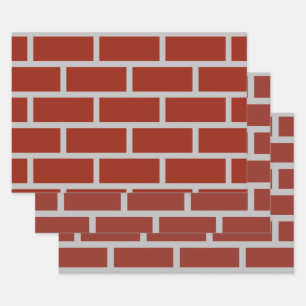Brick Wrapping Paper (Brick Red & Gray) Geschenkpapier Set
