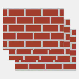 Brick Wrapping Paper (Brick Red & Gray) Geschenkpapier Set