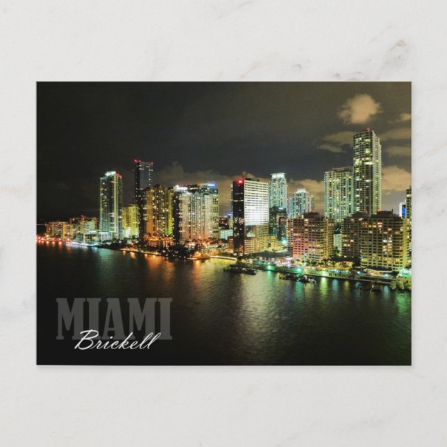 Brickell Skyline in Miami, Florida Postkarte (Vorderseite)
