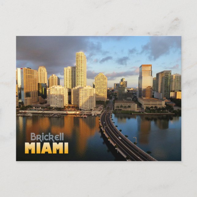 Brickell Skyline in Miami, Florida Postkarte (Vorderseite)