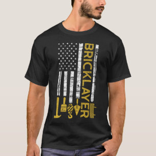 Bricklayer American Flag, Ziegelstein T-Shirt