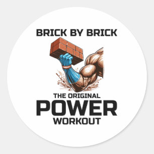 Bricklayer Bricklay Spaß Power Workout Funny Runder Aufkleber