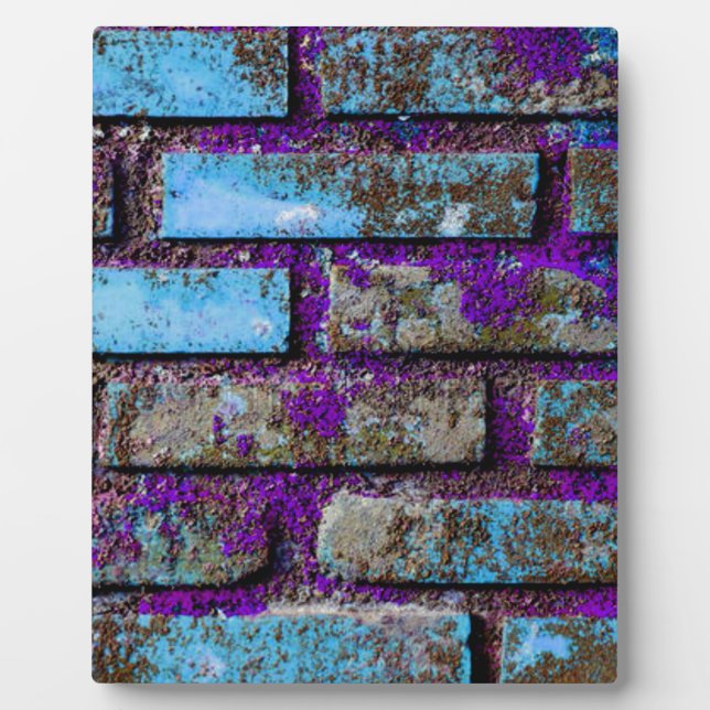 Bricks Blue and Purple Textured Fotoplatte (Vorderseite)