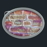 BRICKS OVALE GÜRTELSCHNALLE<br><div class="desc">Ein Kunstdesign einer alten Ziegelmauer aus Hütte.</div>