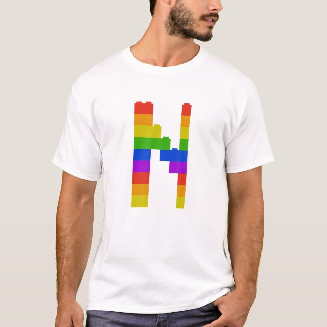 Bricks Theme Letter N Monogram Name Initial Presch T-Shirt (Vorderseite)