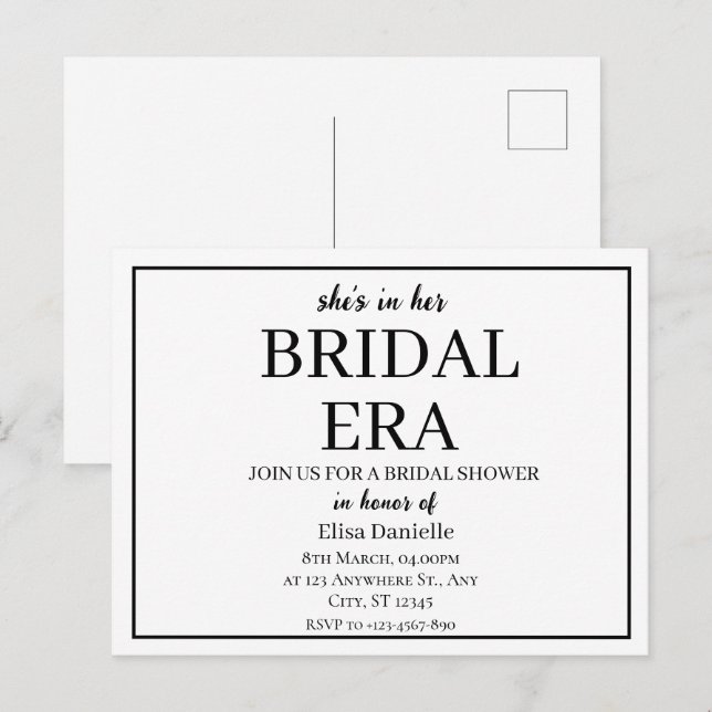 Bridal Ära Minimalistisch Modernes, maßgeschneider Postkarte (Vorne/Hinten)