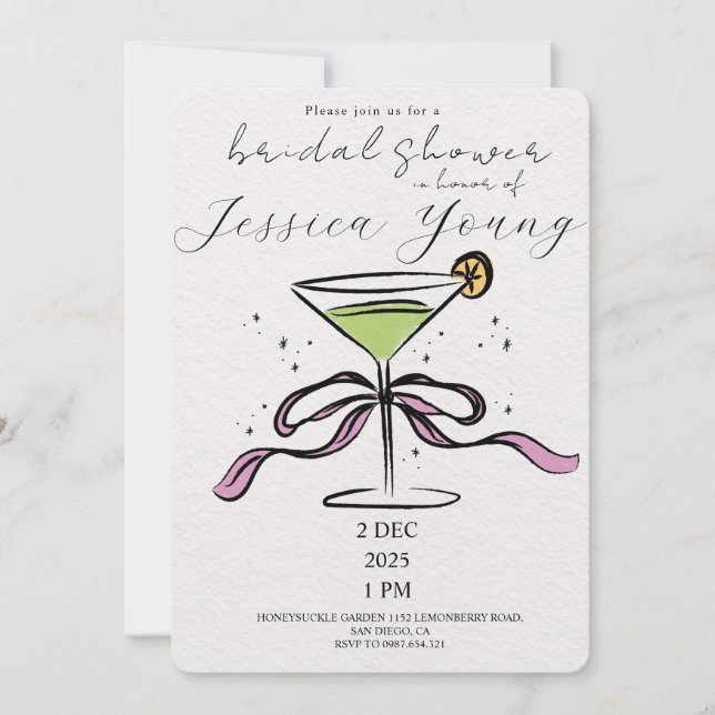 Bridal Bash & Cocktail Call Bridal Einladung (Vorderseite)