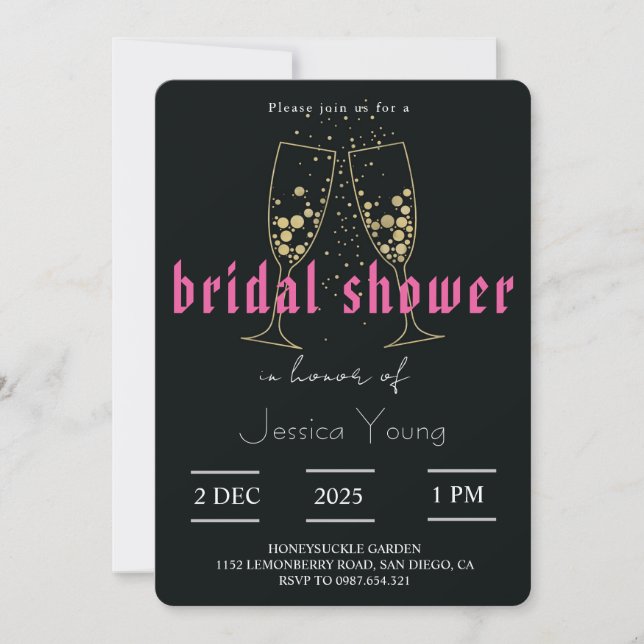 Bridal Bash & Cocktail Call Bridal Einladung (Vorderseite)