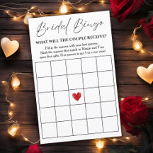 Bridal Bingo Game Card für Couple's Shower