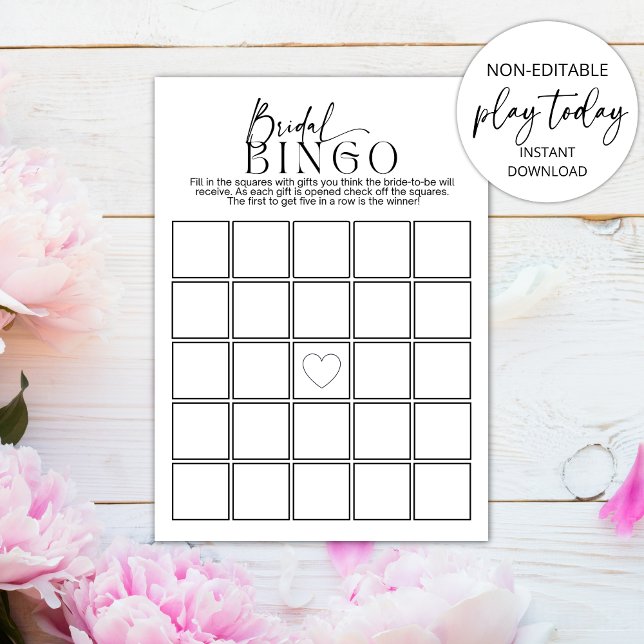 Bridal Bingo Minimalistisch Brautparty Game Einladung (Von Creator hochgeladen)