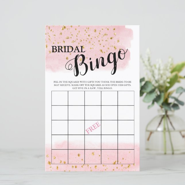 Bridal Bingo Pink Gold Bridal Game (Stehend Vorderseite)