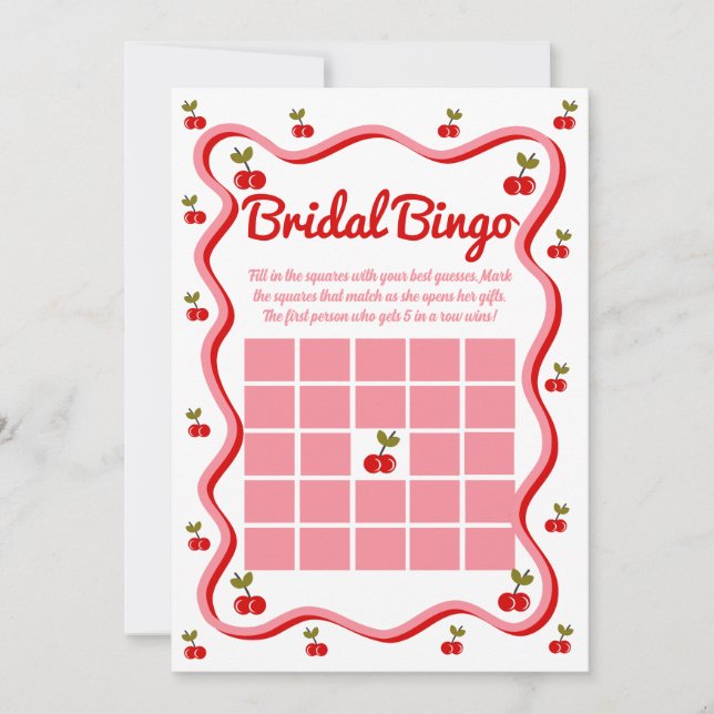 Bridal Bingo Retro Cerise nuptiale carte de jeu (Devant)