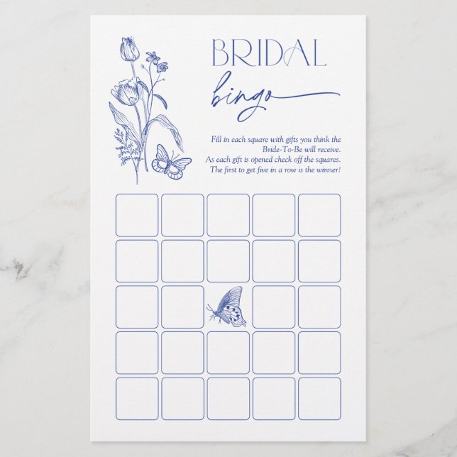 Bridal Bingo Something Blue Floral Showspiel (Vorderseite)