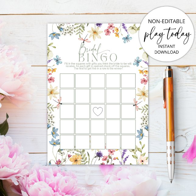 Bridal Bingo Wildblume Sage Brautparty Game Einladung (Von Creator hochgeladen)