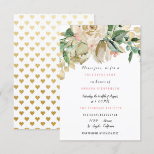 Bridal Birthday Party Rose Paint Floral Hearts Einladung