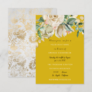 Bridal Birthday Party Rose Paint Floral Mustard Einladung