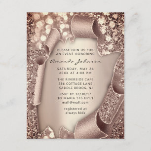 Bridal Birthday SWEET 16. Rose Gold 3D Glitzer Einladung
