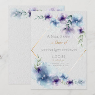 Bridal Blue-Violet Translucent Watercolor-Blume Einladung