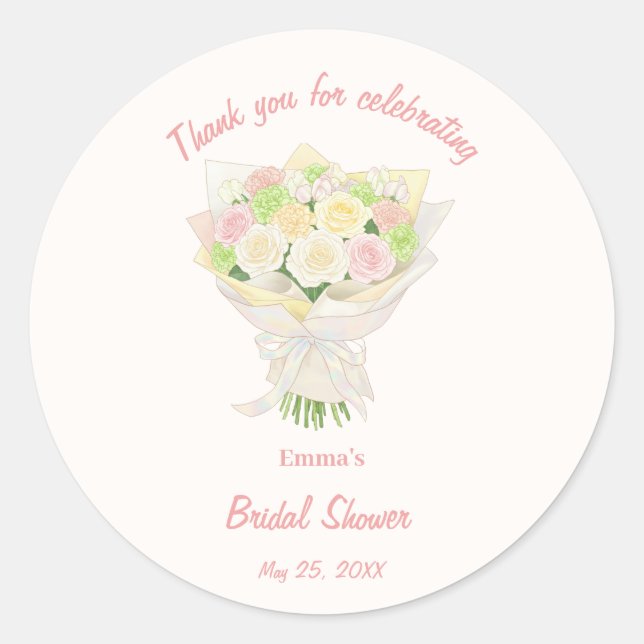 bridal bouquet bouquet of flowers pastel Asian  Runder Aufkleber (Vorderseite)
