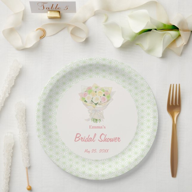bridal bouquet of flowers pastel Asian  Pappteller (Hochzeit)