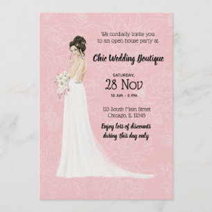 Bridal Boutique offenes Haus wählen Hintergrundfar Einladung
