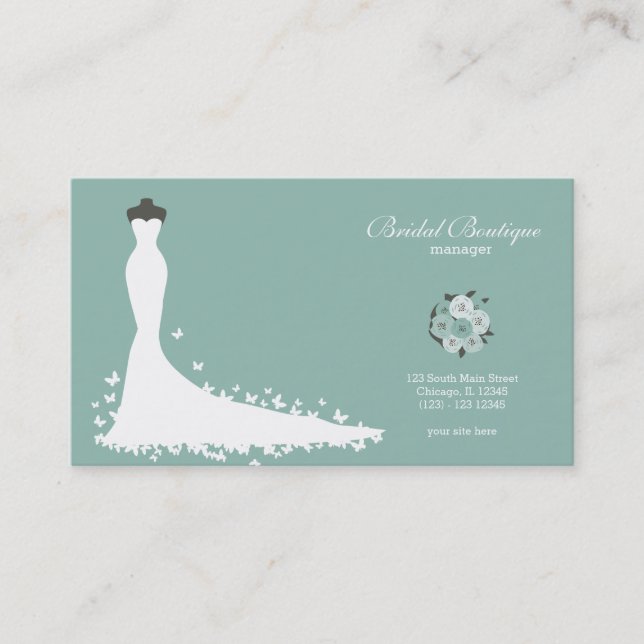Bridal Boutique - Wählen Sie Ihre Hintergrundfarbe Visitenkarte (Vorderseite)