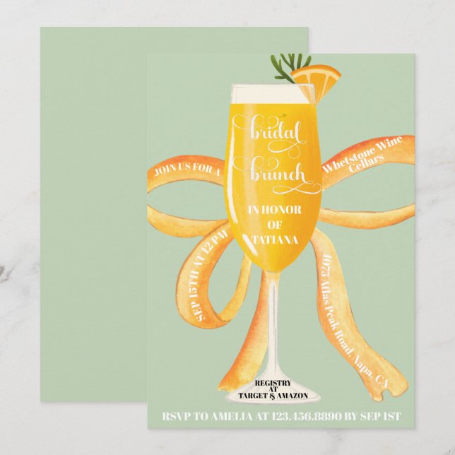 Bridal Brunch Brautparty Einladung (Vorne/Hinten)