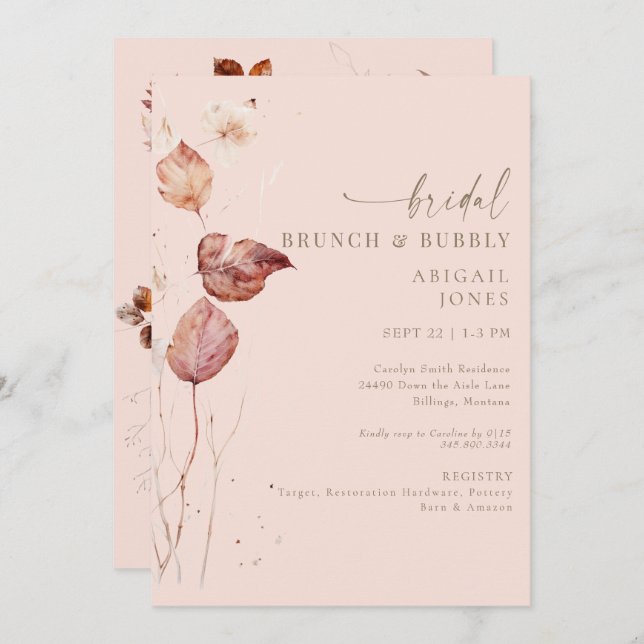 Bridal Brunch & Bubbly Einladung (Vorne/Hinten)