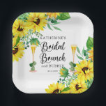 Bridal Brunch & Bubbly Shower Boho Sonnenblumen Pa Pappteller<br><div class="desc">Klassische und stilvolle, moderne Sonnenblumen und Eukalyptus und anderes Gründesign "Bridal Brunch and Bubbly" auf weißem Hintergrund.</div>