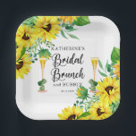 Bridal Brunch & Bubbly Shower Boho Sonnenblumen Pa Pappteller<br><div class="desc">Klassische und stilvolle,  moderne Sonnenblumen und Eukalyptus und anderes Gründesign "Bridal Brunch and Bubbly" auf weißem Hintergrund.</div>