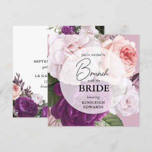 Bridal Brunch Elegante Vintage Mauve Floral Rose Einladung