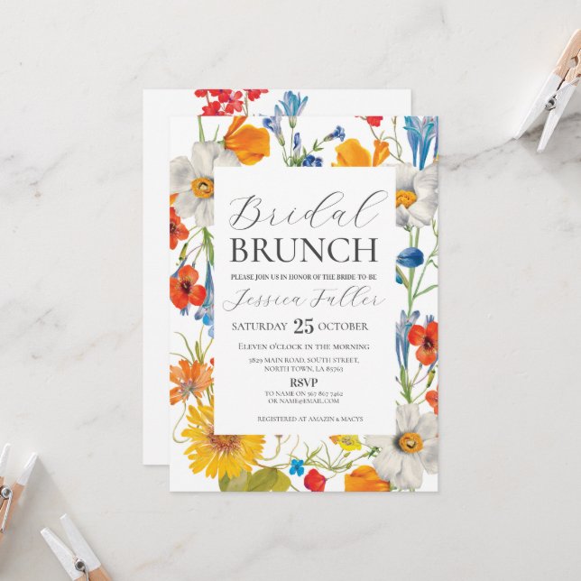 Bridal Brunch Floral Summer Junggeselinnen-Abschie Einladung (Vorderseite/Rückseite Beispiel)