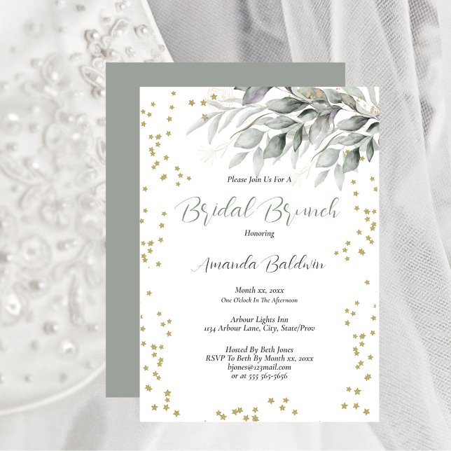 Bridal Brunch Gold Stars  Einladung (Bridal Brunch Gold Stars Invitation)