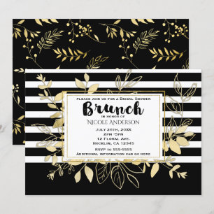 Bridal BRUNCH, Moderner Schwarzer Glamour Einladung