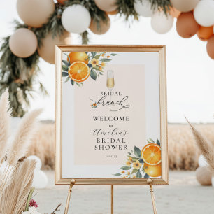 Bridal Brunch Orange Polterabend Begrüßungszeichen Poster