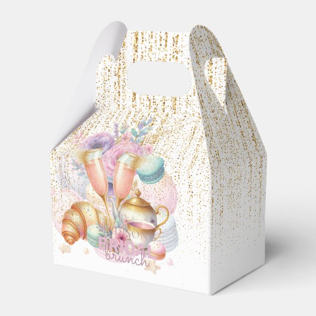 Bridal Brunch Pastell Pink Gold Glitzer Custom Geschenkschachtel (Vorderseite)
