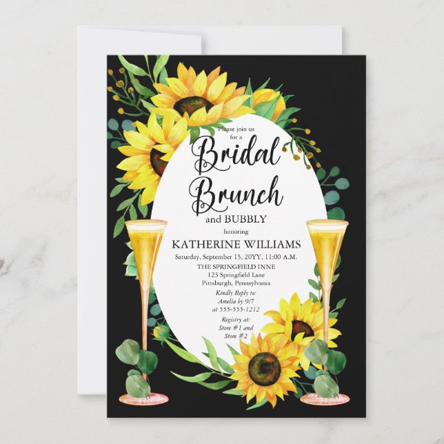 Bridal Brunch Sonnenblumen | Eukalyptus Floral Fra Einladung (Vorderseite)