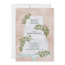Bridal Brunch Wasserfarbe Hochzeitskuchen mit Grün