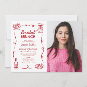 Bridal Brunch Whimsical Hand Drawing Foto Französi Einladung