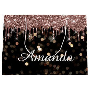 Bridal Confetti Luxury Rose Glitzer Tropfen Name Große Geschenktüte