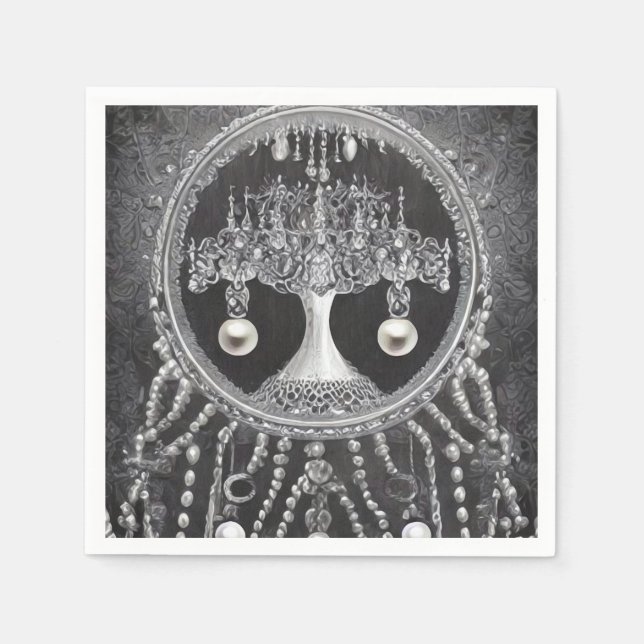 Bridal Corset Tree & Pearls Serviette (Vorderseite)