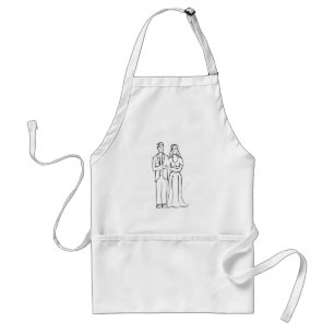 Bridal Couple Schwarz-weiß Sketch Bridge Groom Schürze