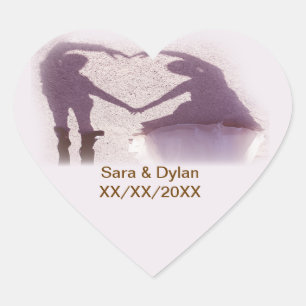 Bridal Couple Silhouette Herz in Sand Wedding Herz-Aufkleber