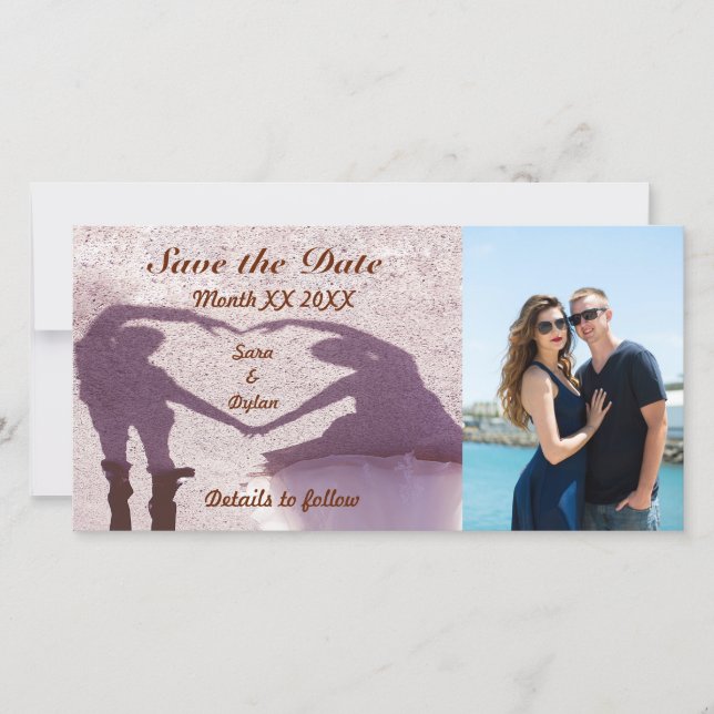 Bridal Couple Silhouette Herz in Sand Wedding Save The Date (Vorderseite)